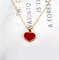 Heart Shape Neck Chain - Red